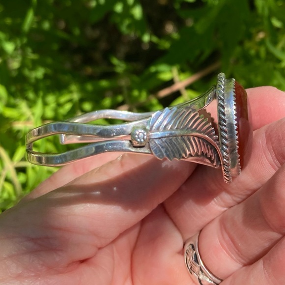 🌵Native American Sterling Silver cuff bracelet. Carnelian. Vintage - Picture 5 of 9